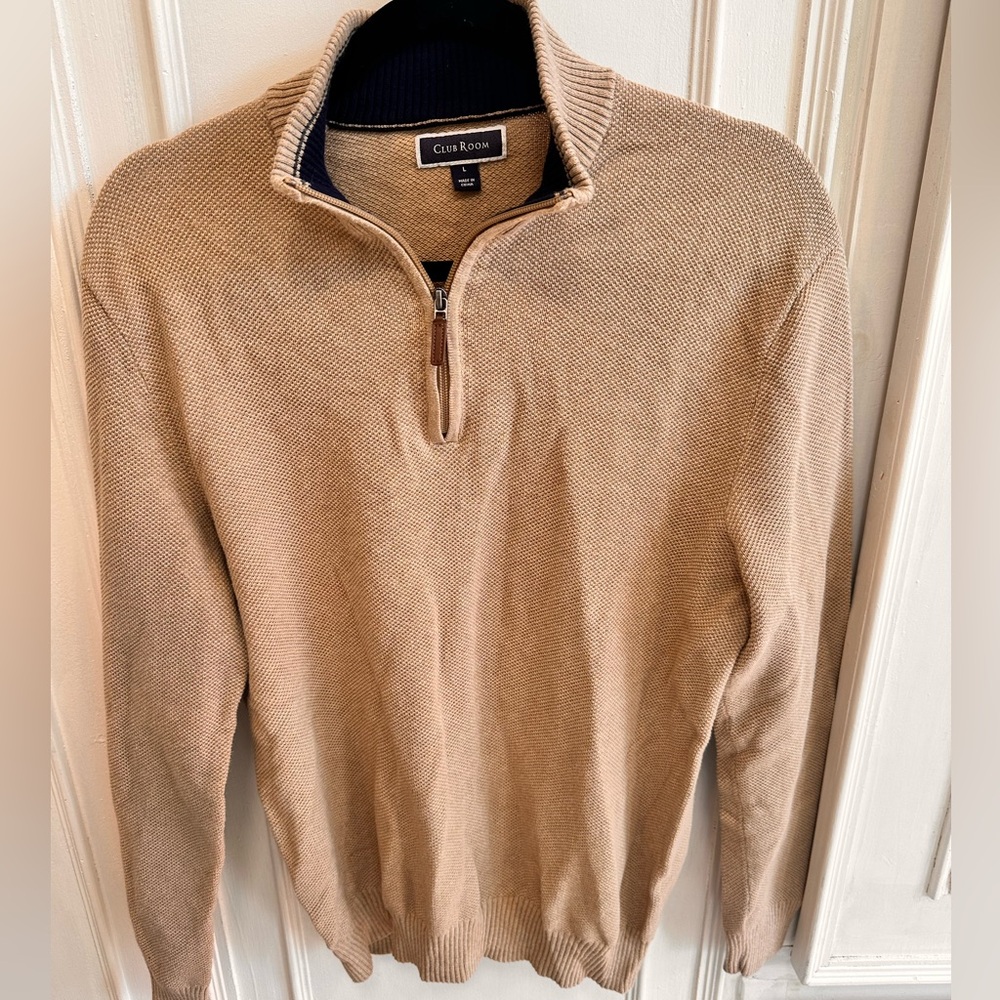 Club Room men’s Tan Quarter zip sweater